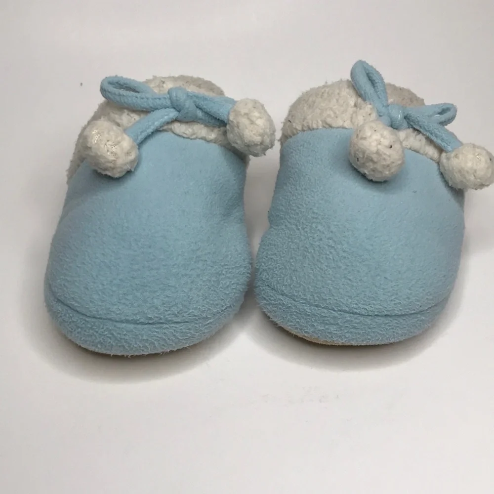 Old Navy Kids Fleece Slippers Size 3-4 Blue & Cream